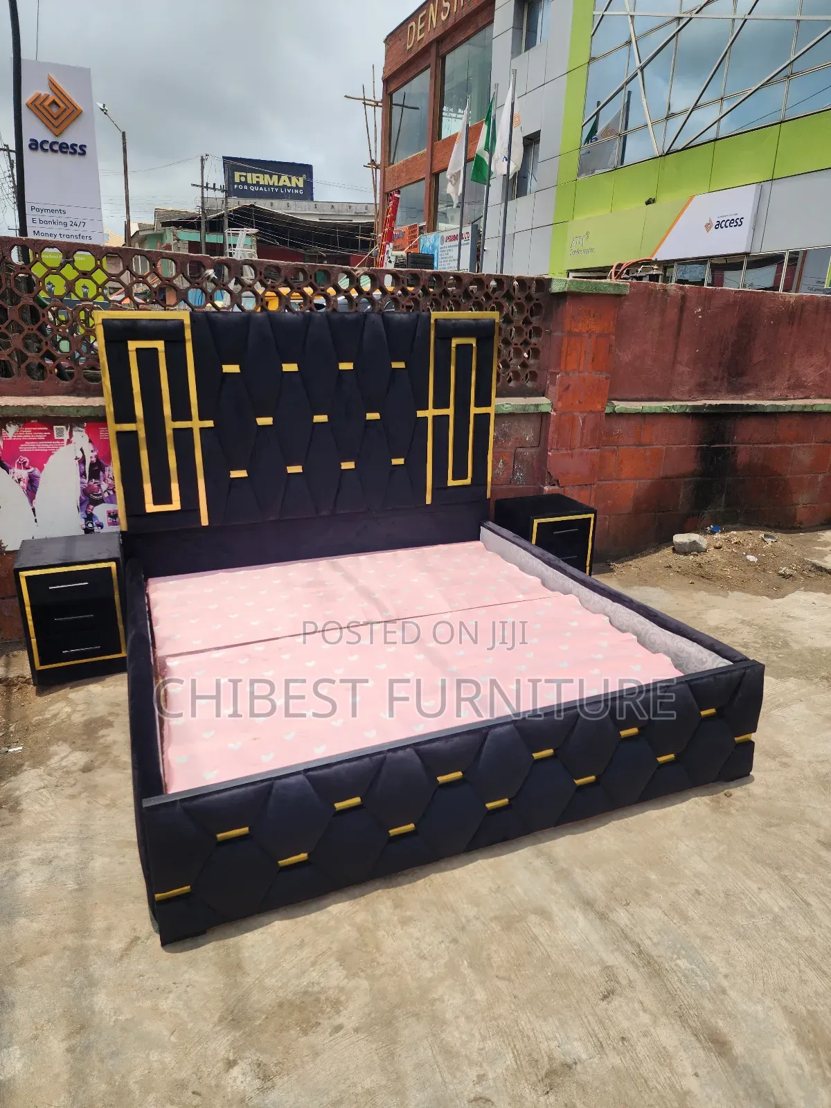 6by6 Upholstery Padded Bed Frame With Two Side Drawers