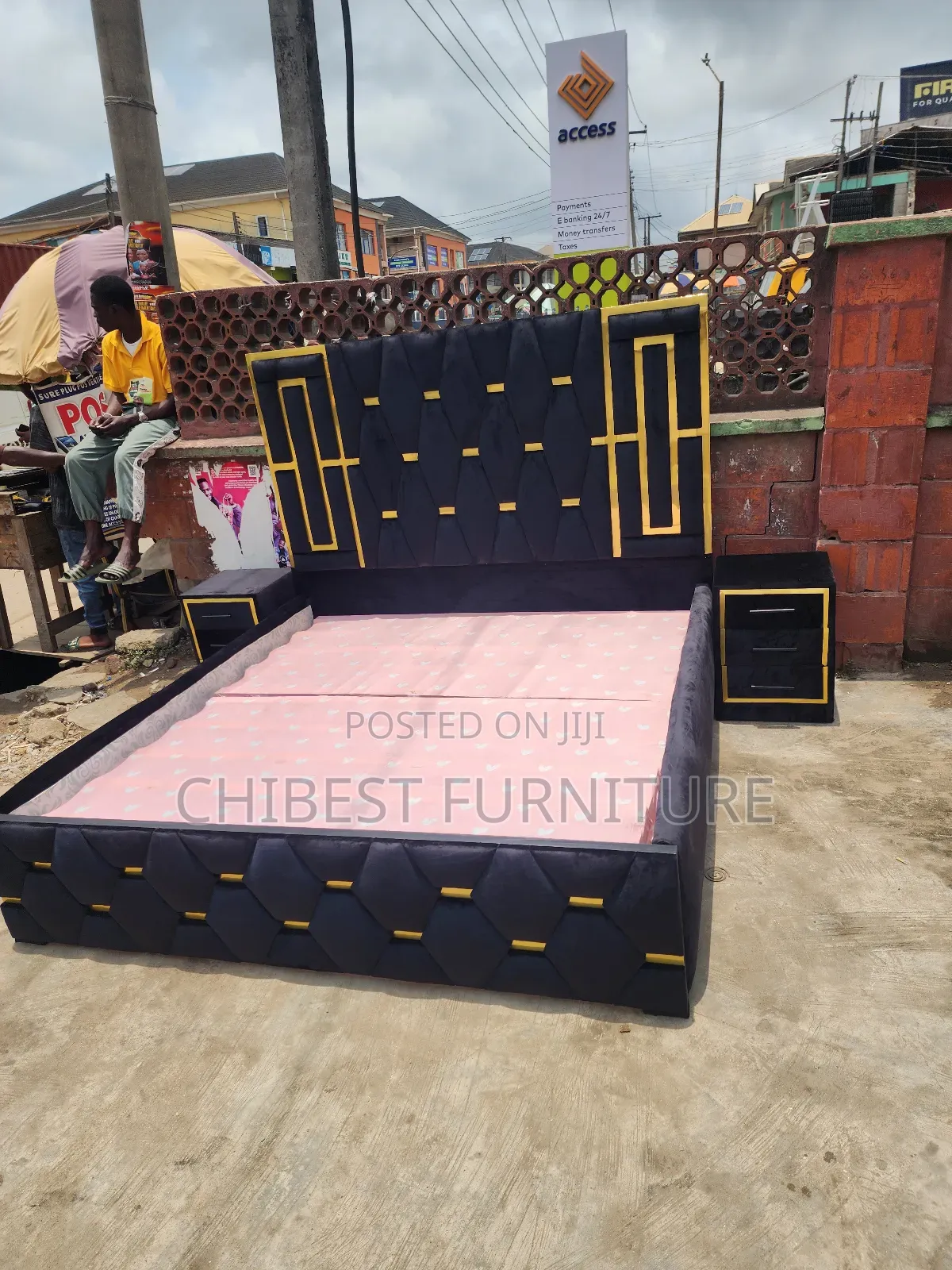 6by6 Upholstery Padded Bed Frame With Two Side Drawers