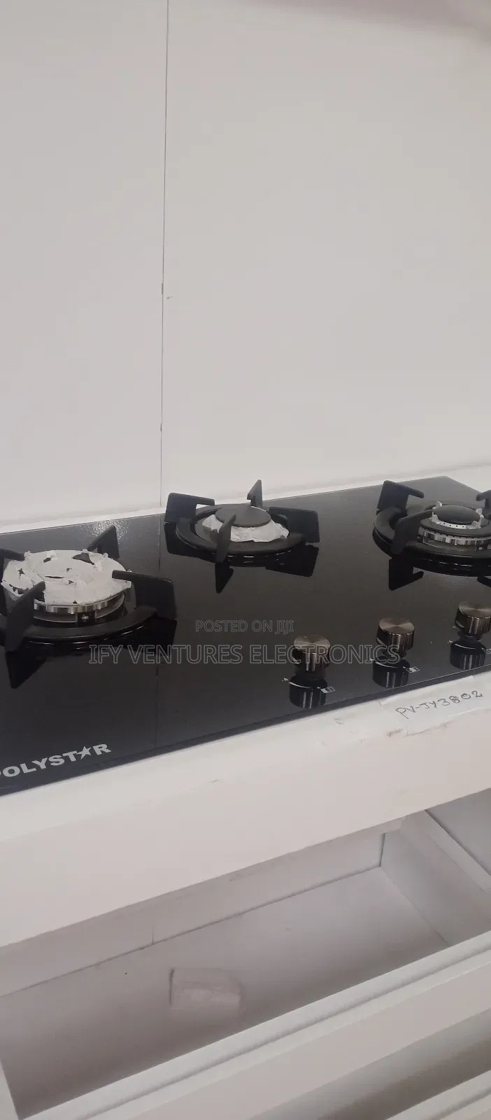 3 Burner Built-in Hob Polystar Gas Cooker, Glass Top.