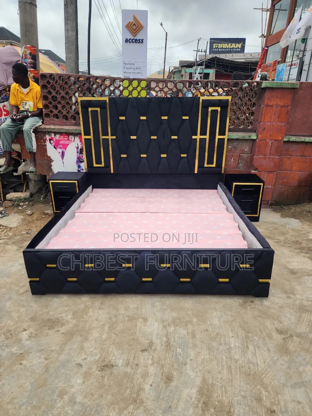 6by6 Upholstery Padded Bed Frame With Two Side Drawers