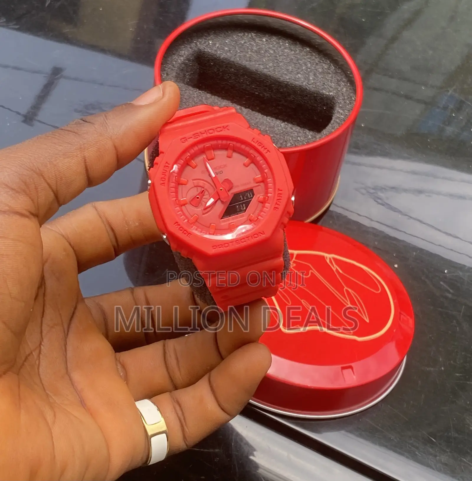 Stylish Red Rubber Strap Dual Timer Men’S Wrist Watch
