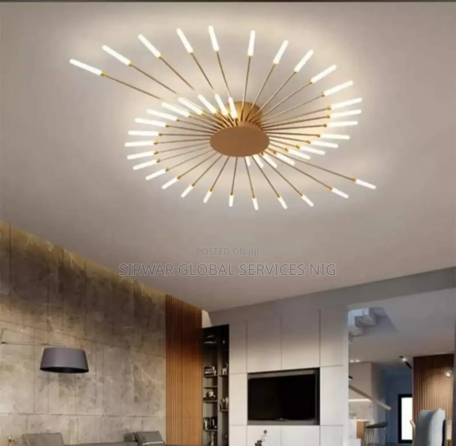Unique Gold and Black Flush Chandelier Available for Sale