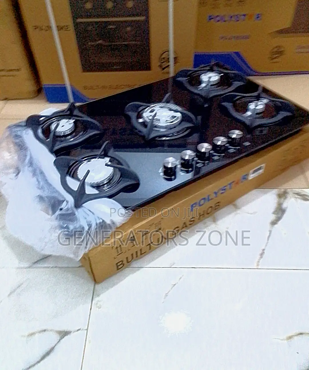 5 Burner 8MM THICKNESS TEMPERED GLASS Polystar Gashub Cooker