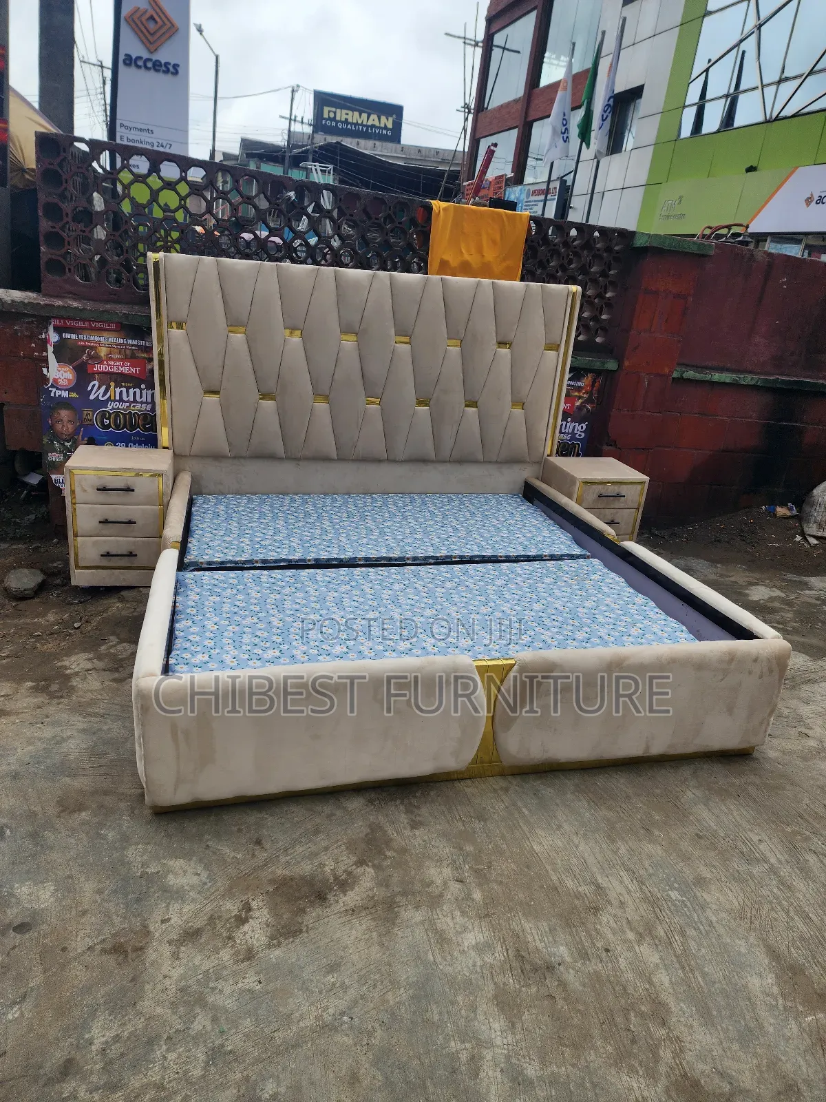 Quality 6by6 Upholstery Padded Bed Frame With Two Bed Sides