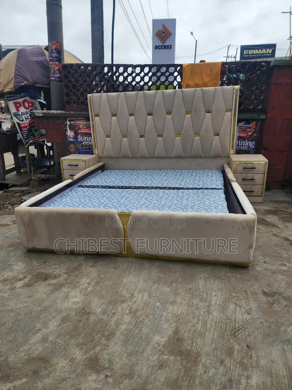 Quality 6by6 Upholstery Padded Bed Frame With Two Bed Sides