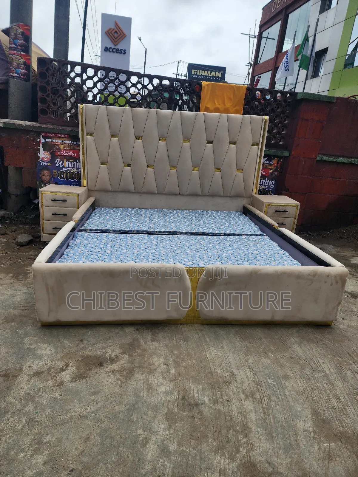 Quality 6by6 Upholstery Padded Bed Frame With Two Bed Sides