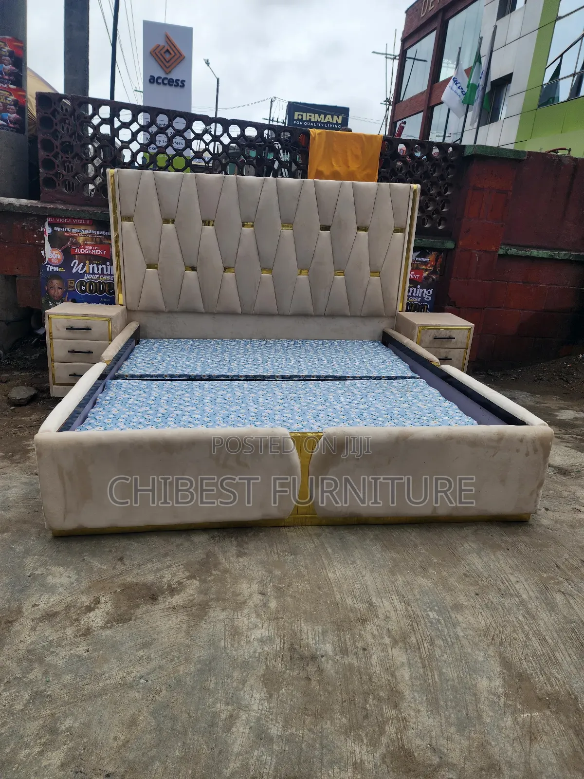 Quality 6by6 Upholstery Padded Bed Frame With Two Bed Sides