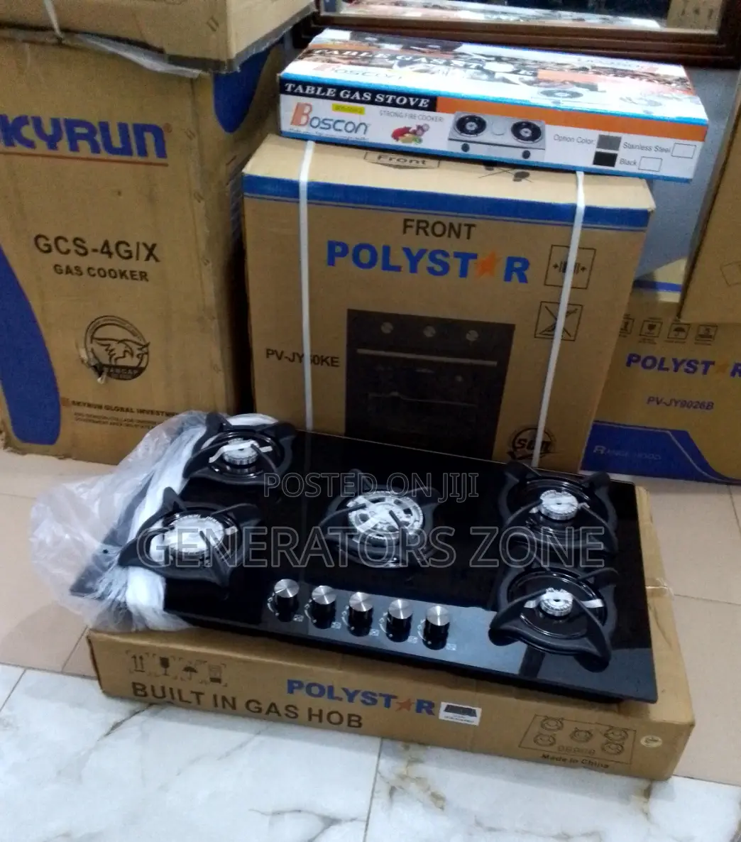 Polystar Built in 70% Energy Saving 5 Burner Gas Hob Cooker