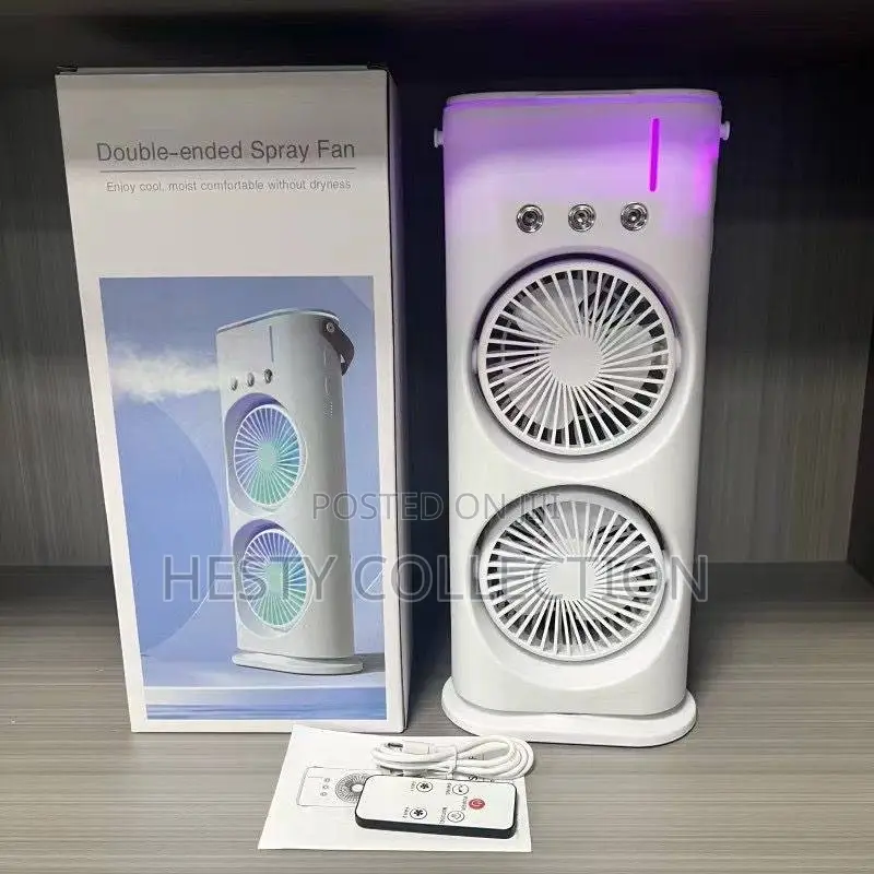 Sx Double Face Rechargeable Rotating Mist Fan With Humidifier
