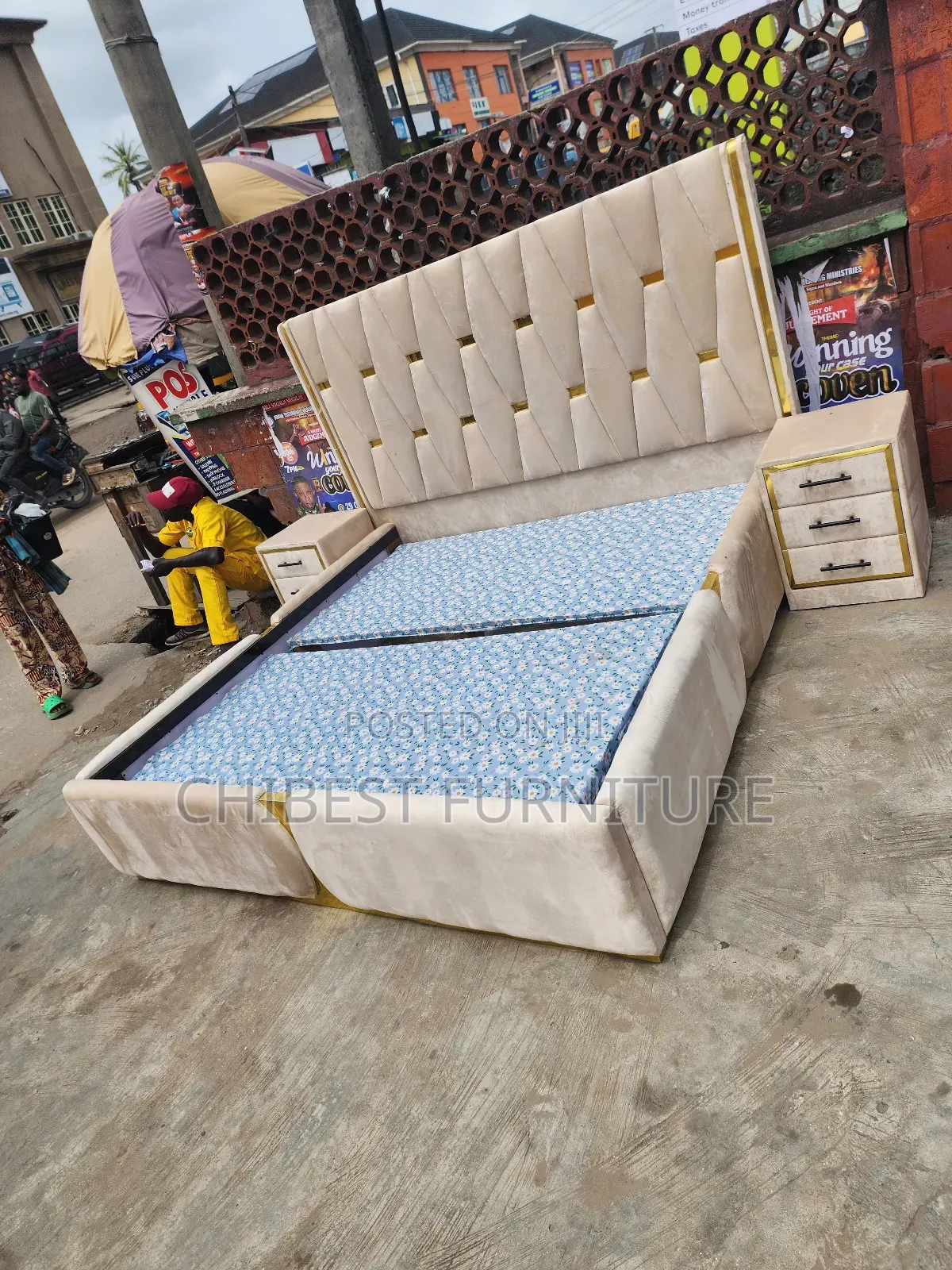 Quality 6by6 Upholstery Padded Bed Frame With Two Bed Sides