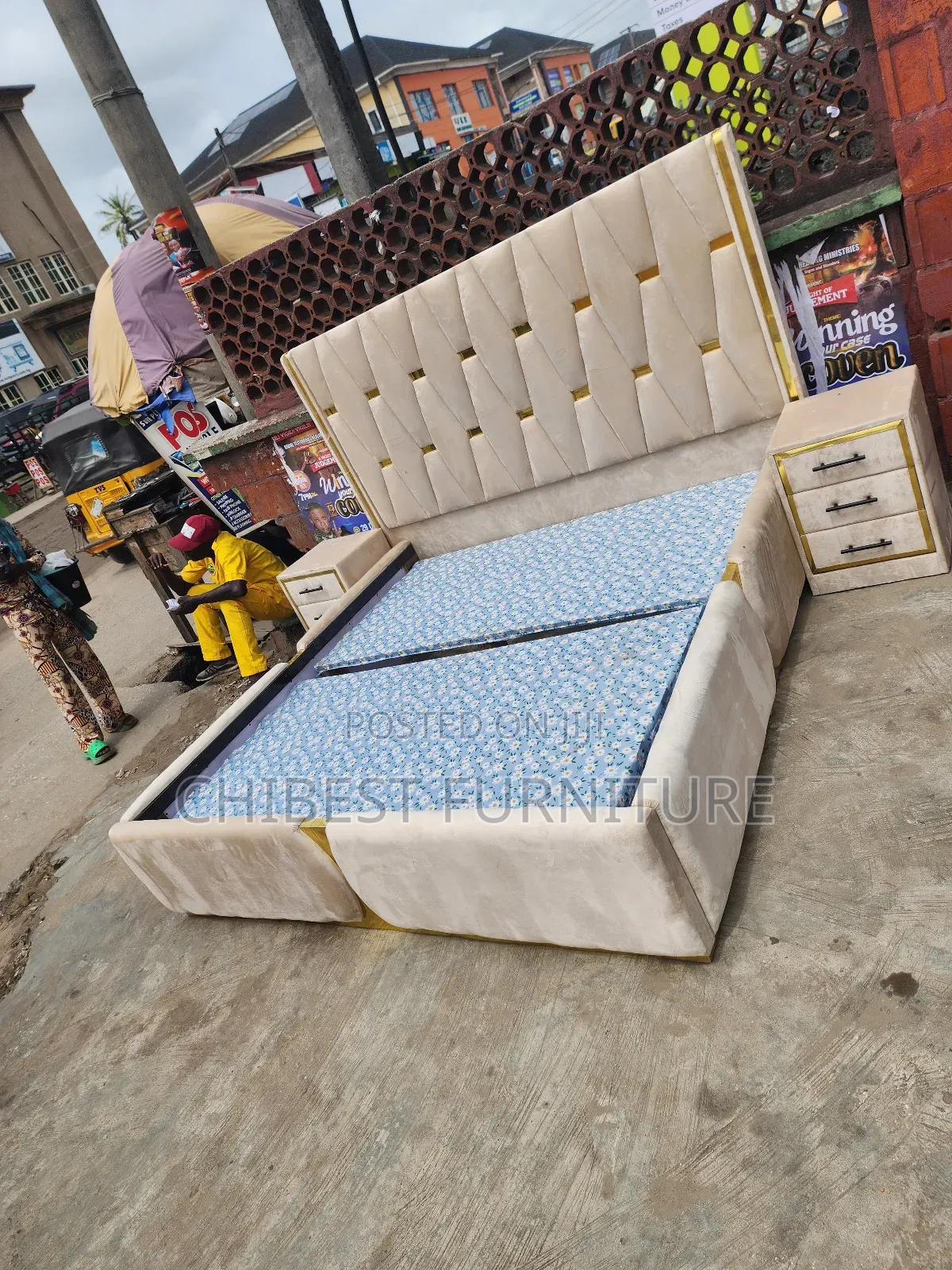 Quality 6by6 Upholstery Padded Bed Frame With Two Bed Sides