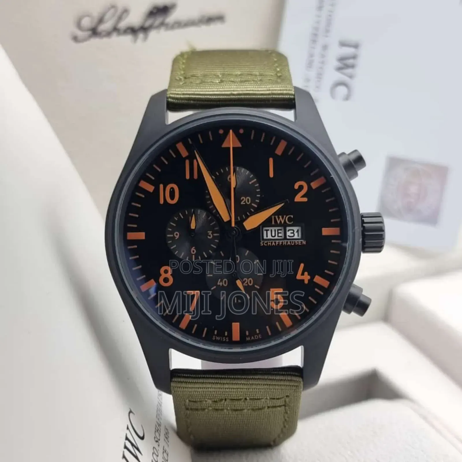 Iwc Green Fabric Strap Watch