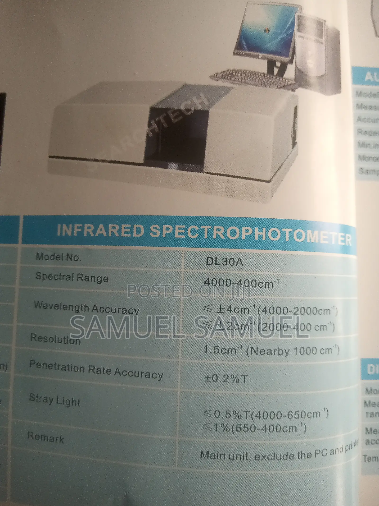 Infrared Spectrophotometer Model: DL30A