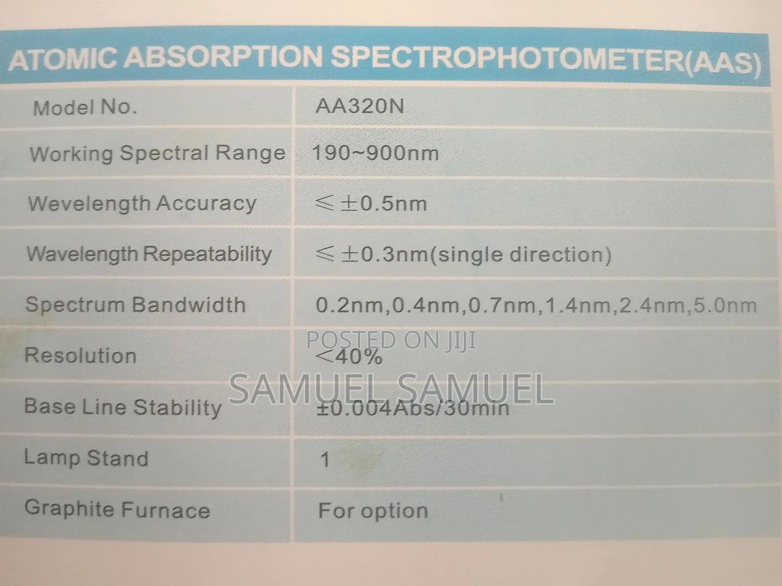 Atomic Absorption Spectrometer (AAS Model:AA320N)