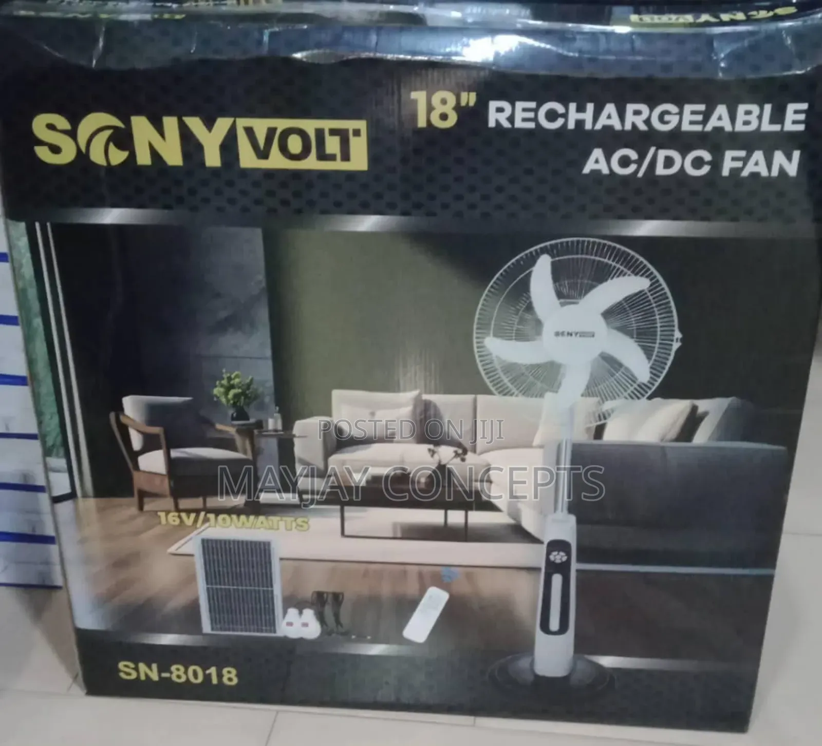 18inches 3in1 Sonyvolt Solar Rechargeable Fan-2 Led Bulbs