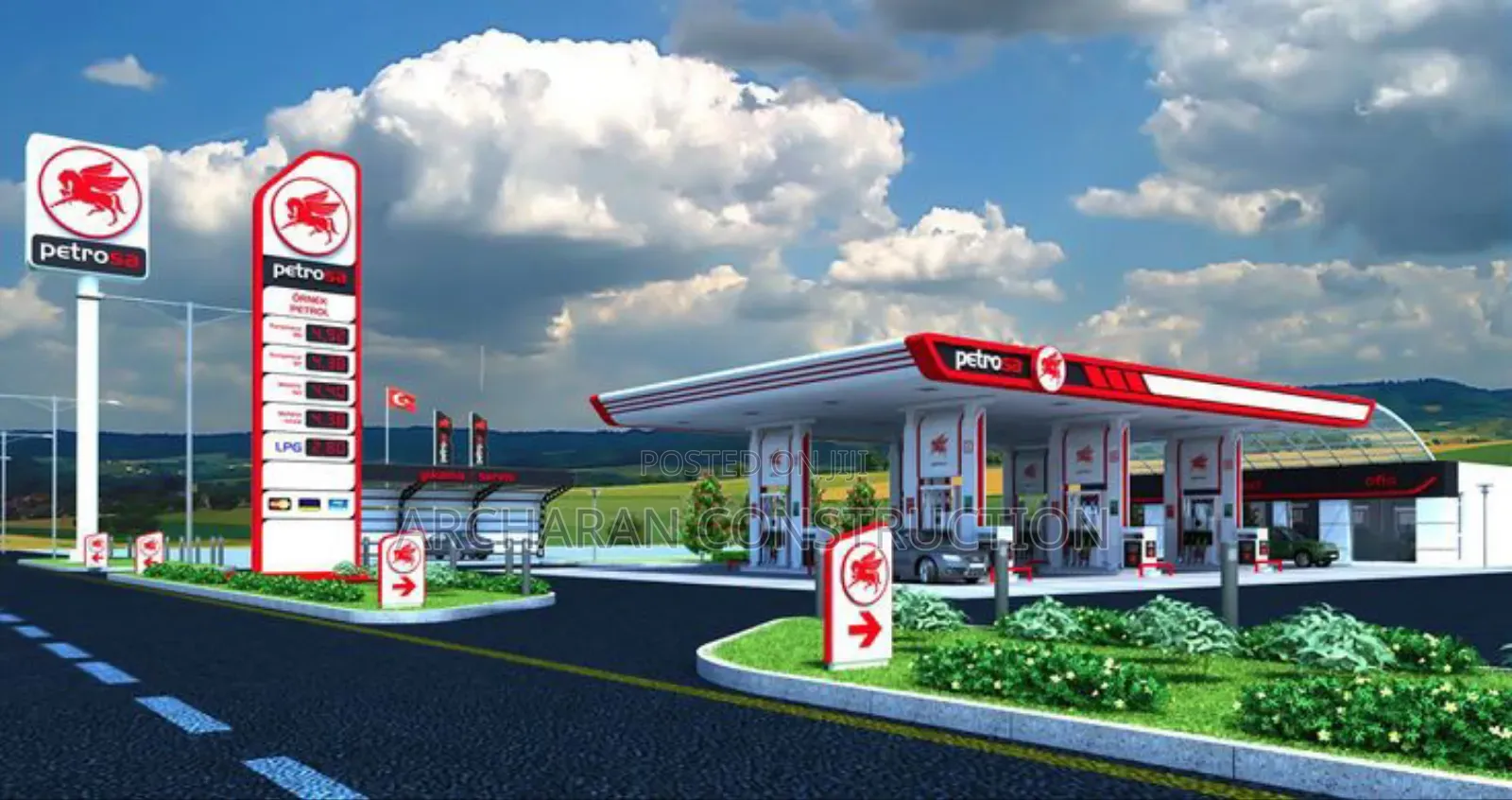 Fuel Station Design Complete Architectural Drawing