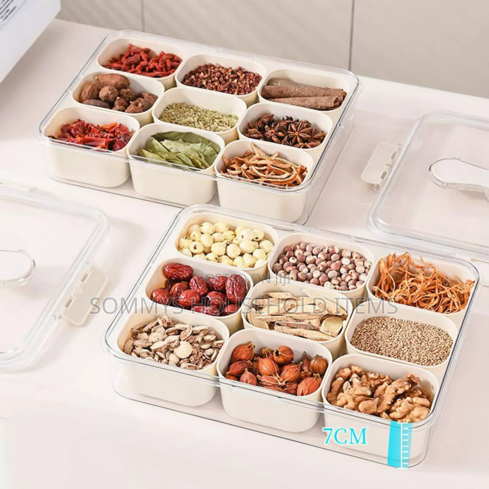 9partition Snacks Box / Storage Container With Lid