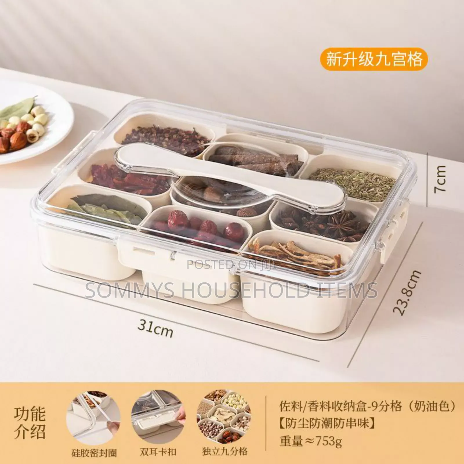 9partition Snacks Box / Storage Container With Lid