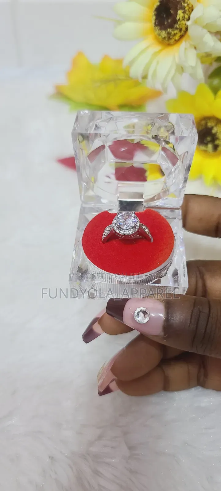 Stainless Steel Silver Engagement Ring