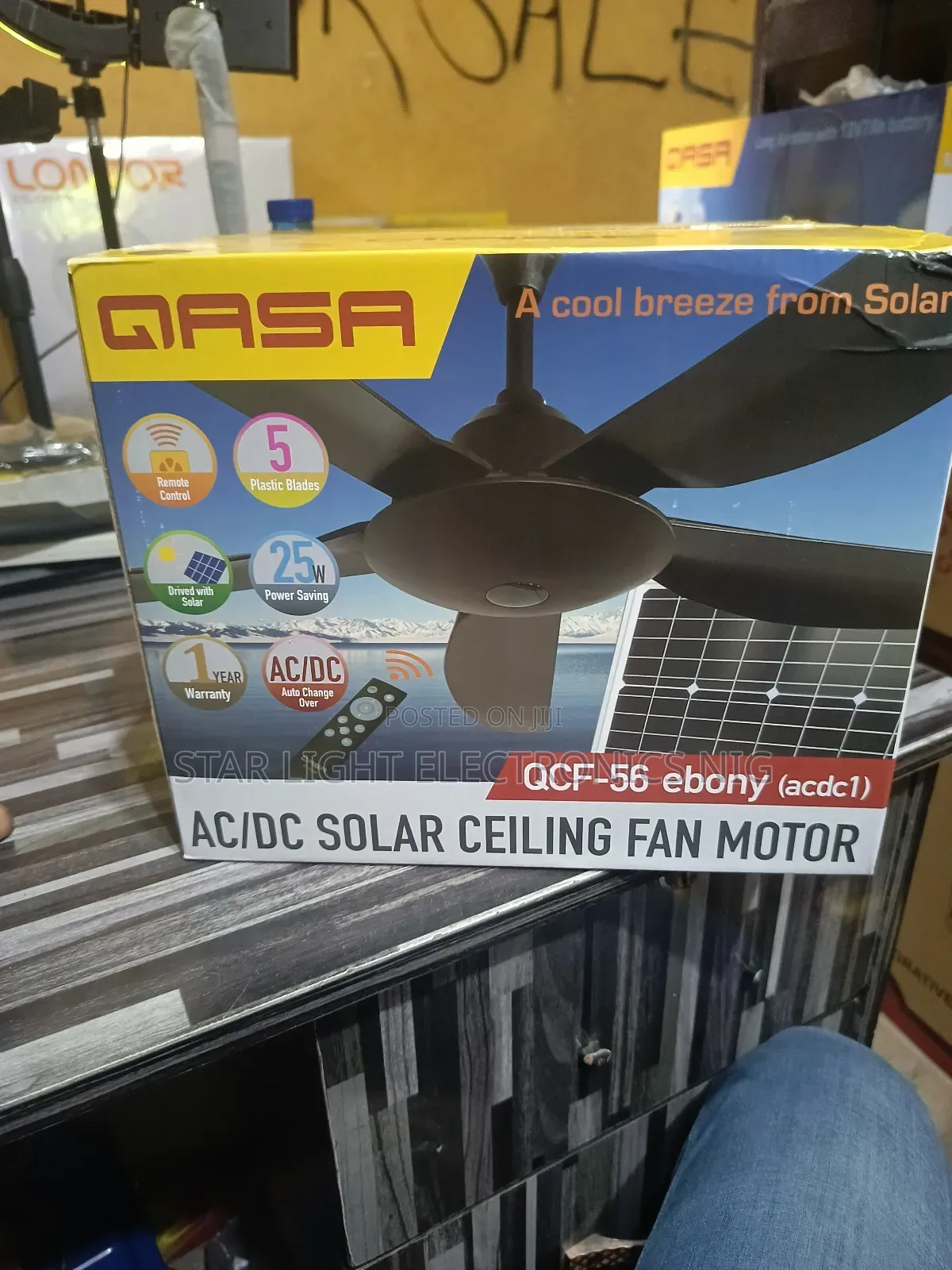 Ac/Dc Solar Ceiling Fan Ebony