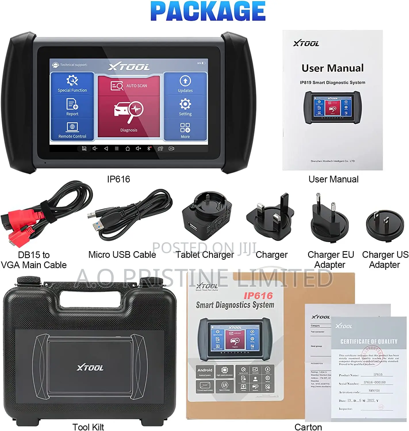 Car Scanner Xtool IP616 With 32 Service Resets Key Program