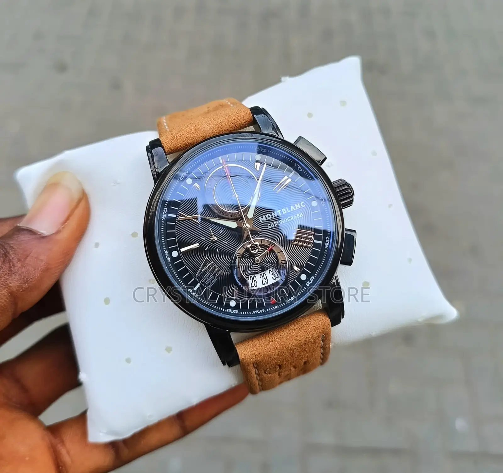 Mont Blanc Quality Luxury Men Leather Strap Wristwatch