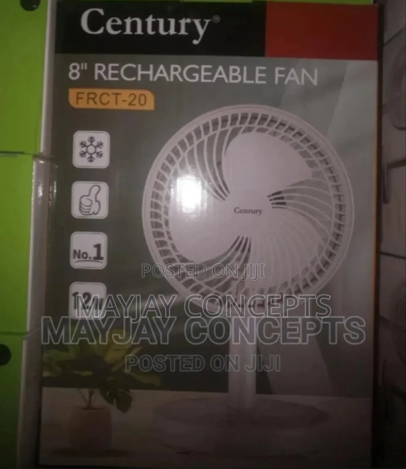 8" Century Rechargeable Table Fan With Led Light-Usb FRCT-20
