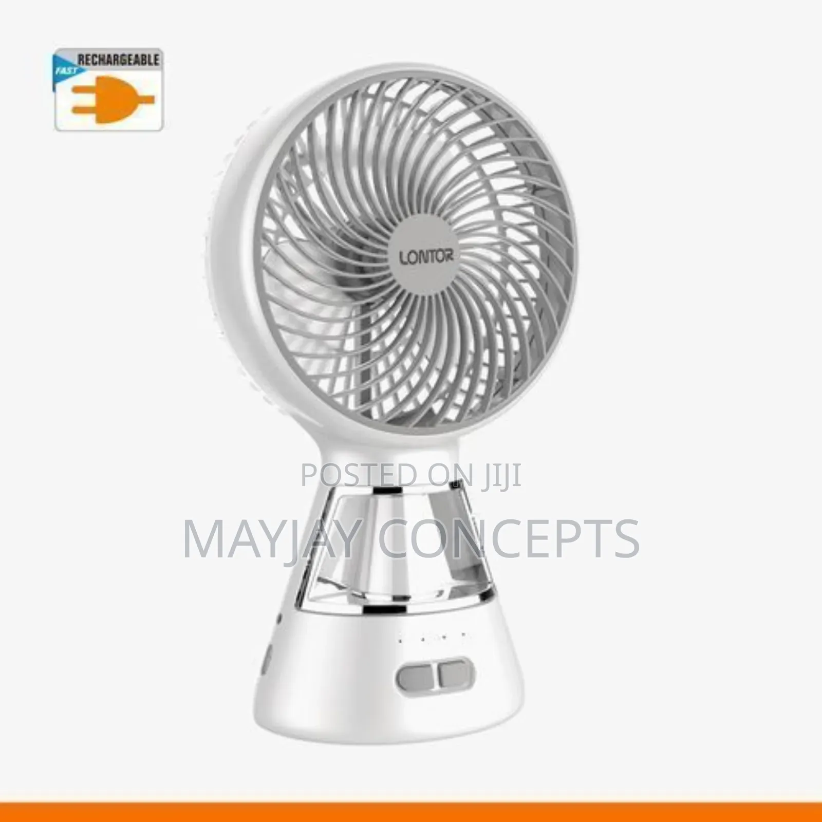 Lontor 6inches Rechargeable Table Fan With Table Lamp