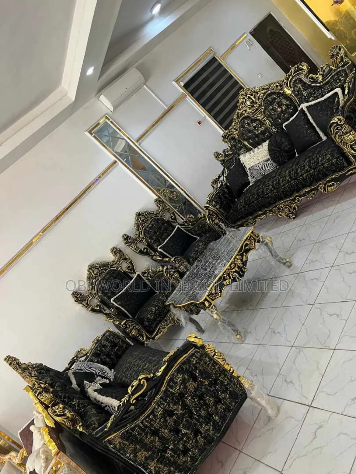 Royal Sofa Set by 8 Seaters Black and Gold Color