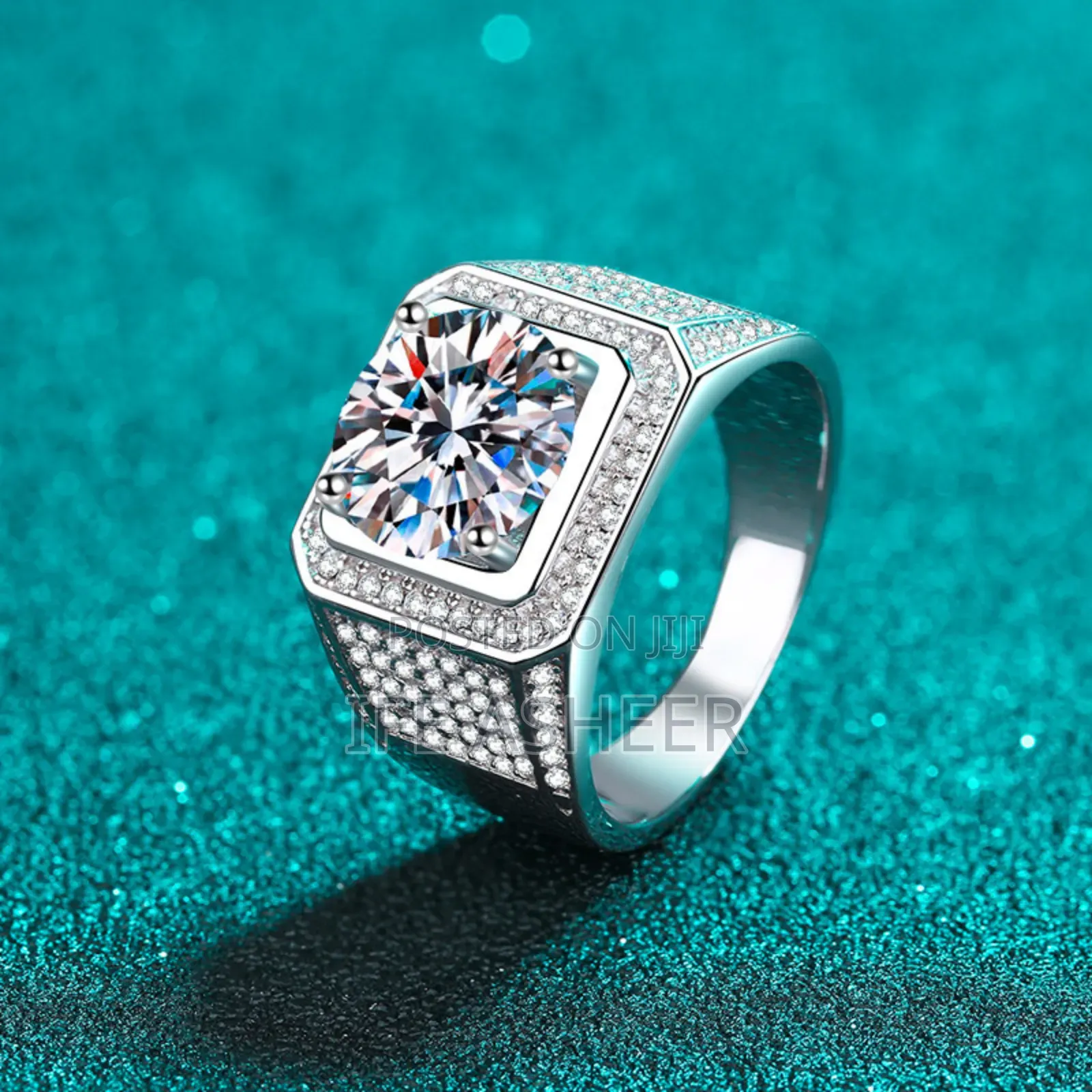 Mossanite Diamond Men's Silver Ring