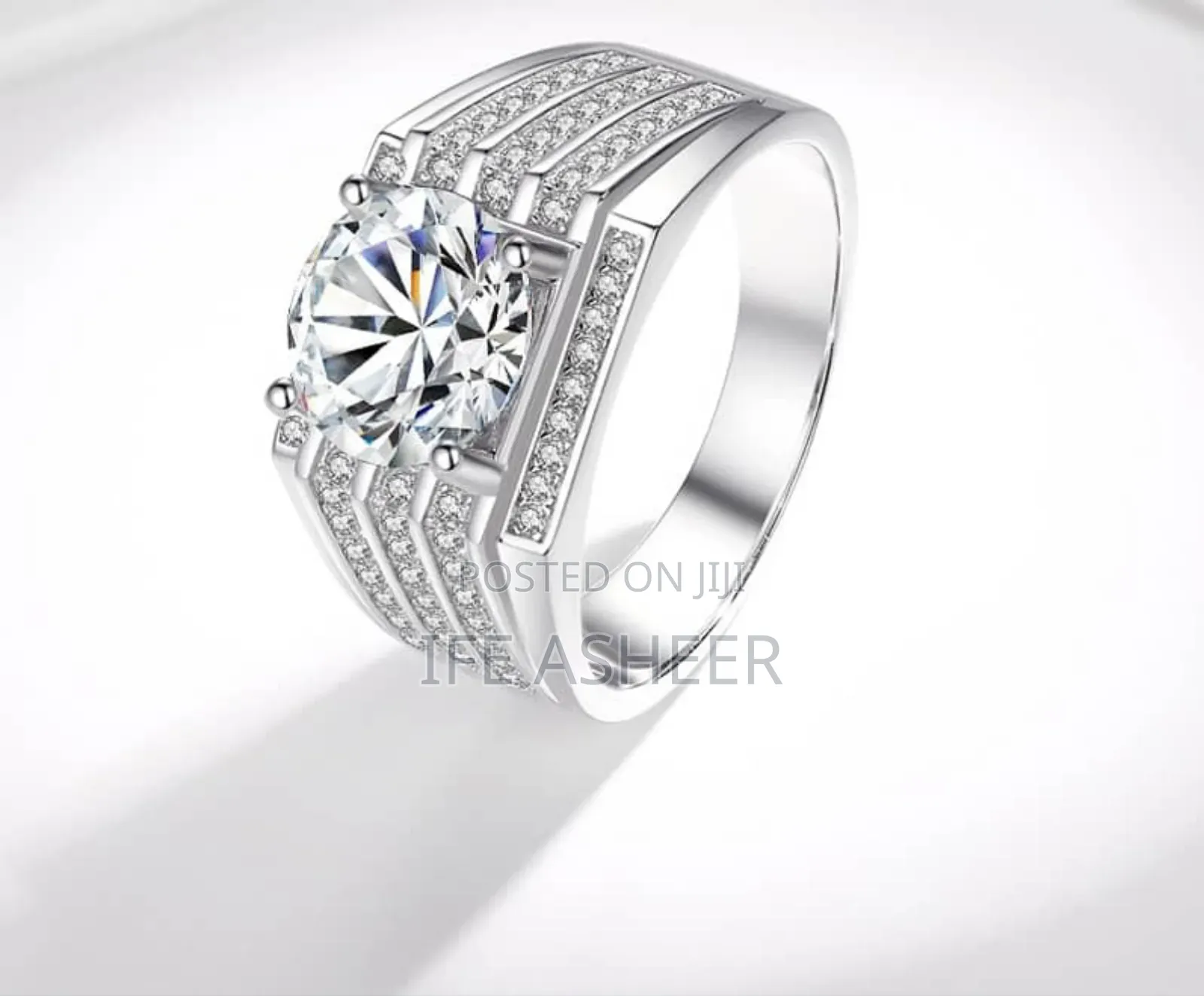 Mossanite Diamond Men's Silver Ring