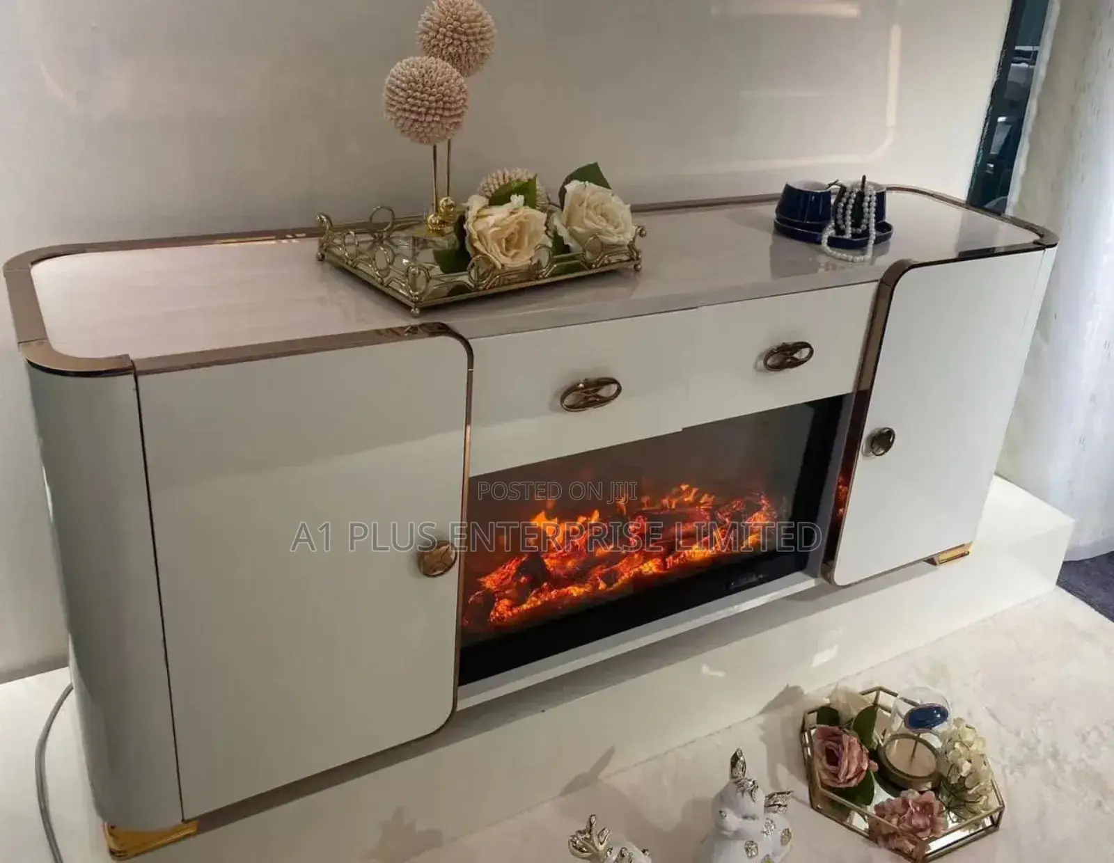 Console With Fire Place