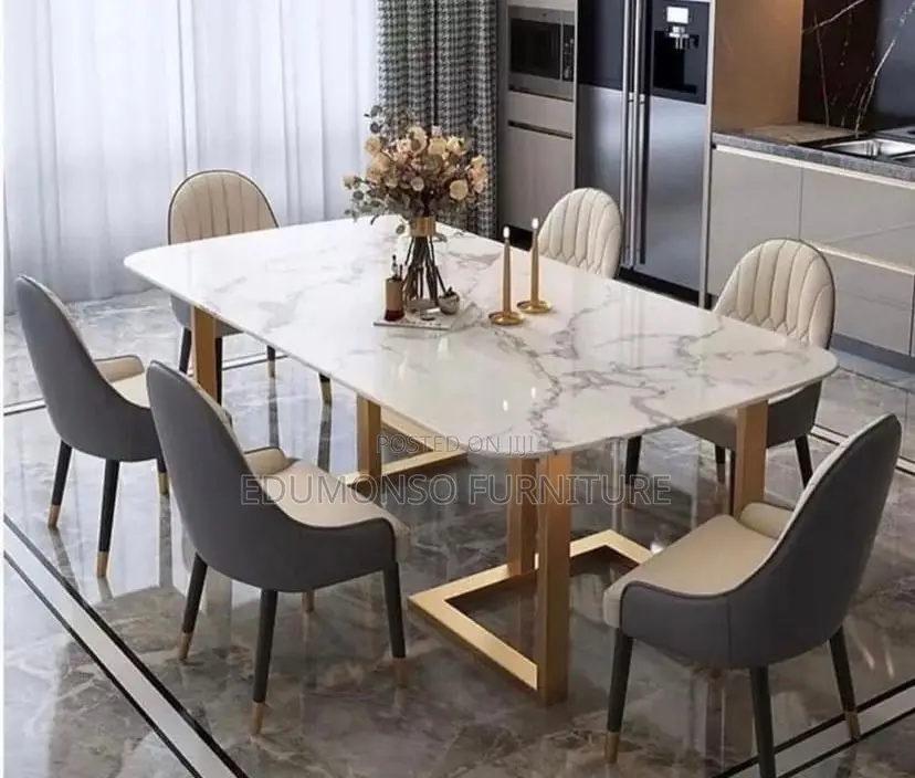 Luxury 6 Seater Marble Top Dining Set