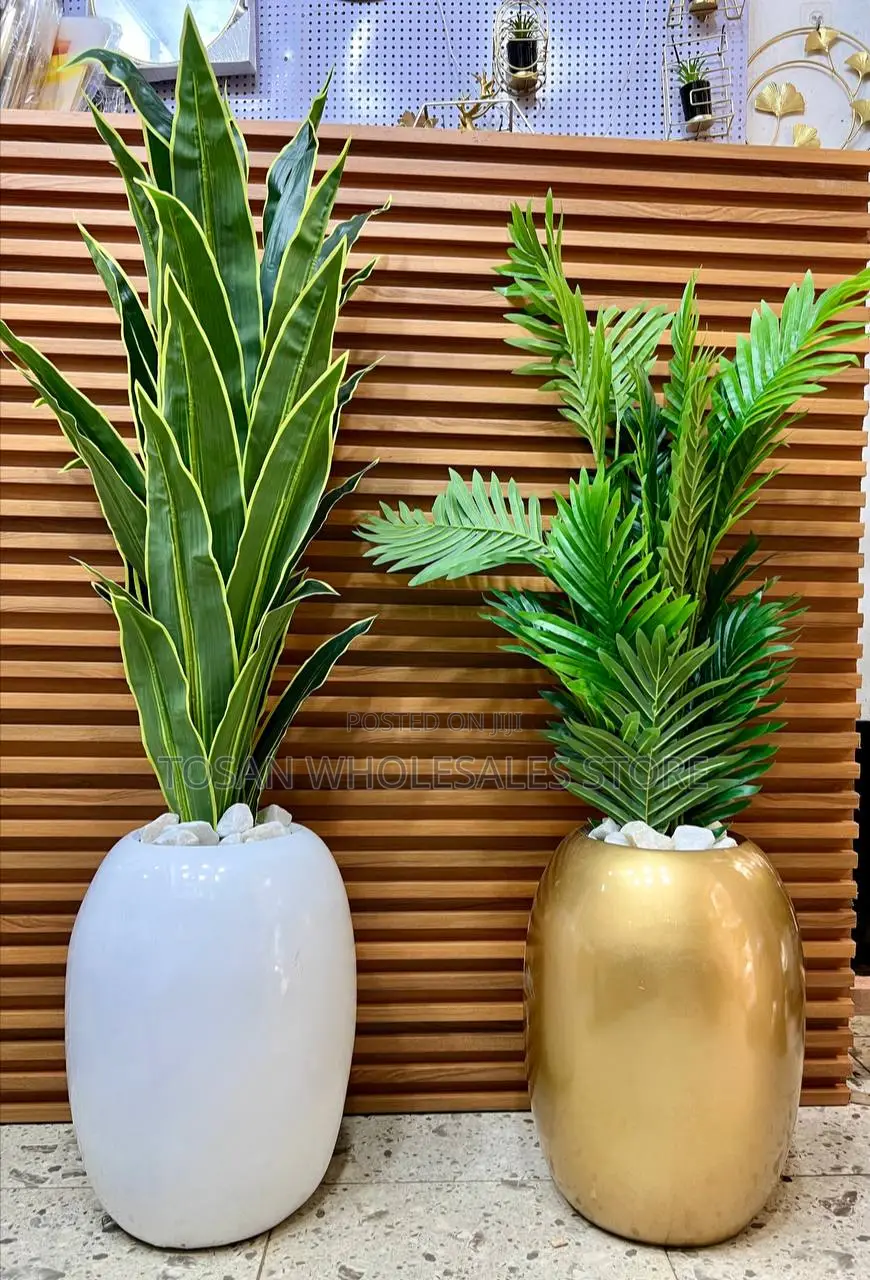 Egg Shaped Fiber Pot With Plant
