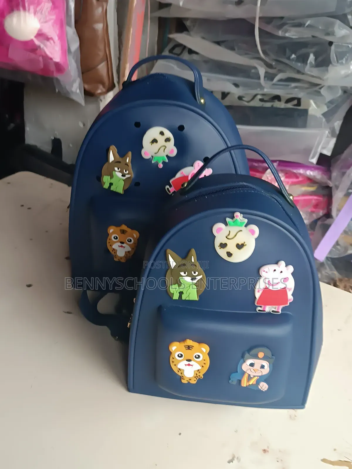 Set of 2 Fancy Rubber Backpack and School Bag