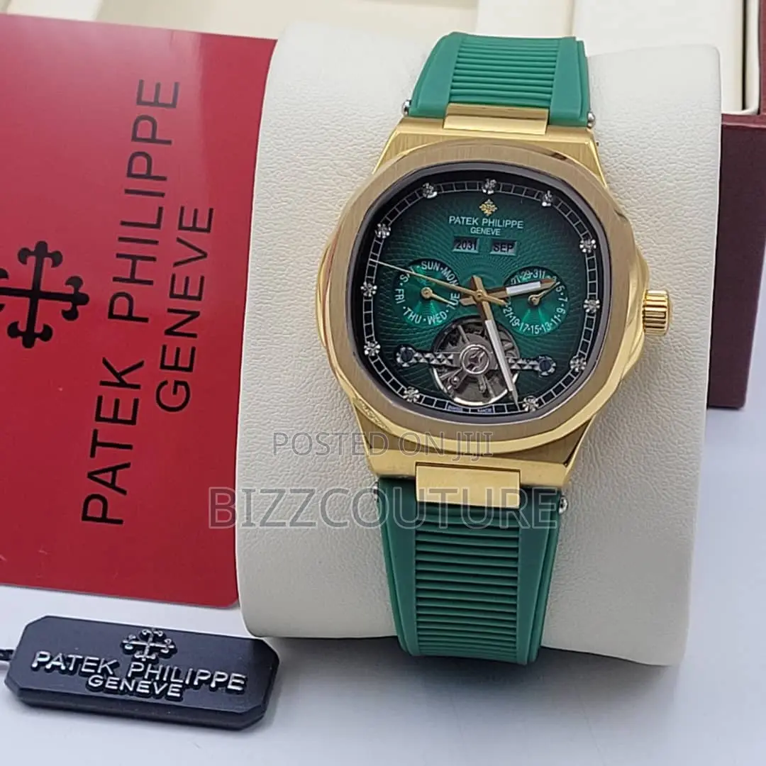 Original Patek Philippe Chronograph Green Rubber Strap Watch