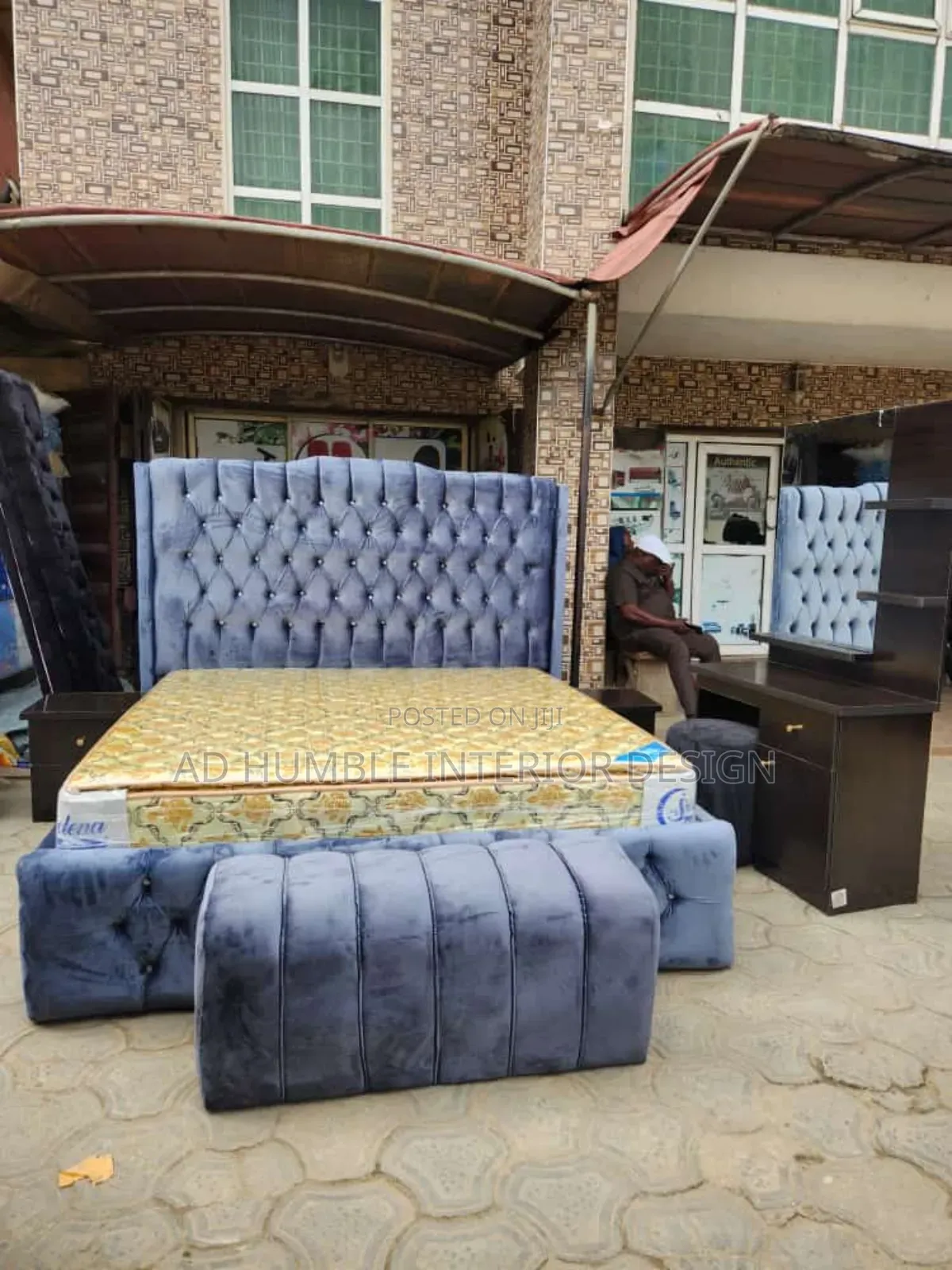 6/6 Upholstery Bedframe With Two Bedside Cabinets