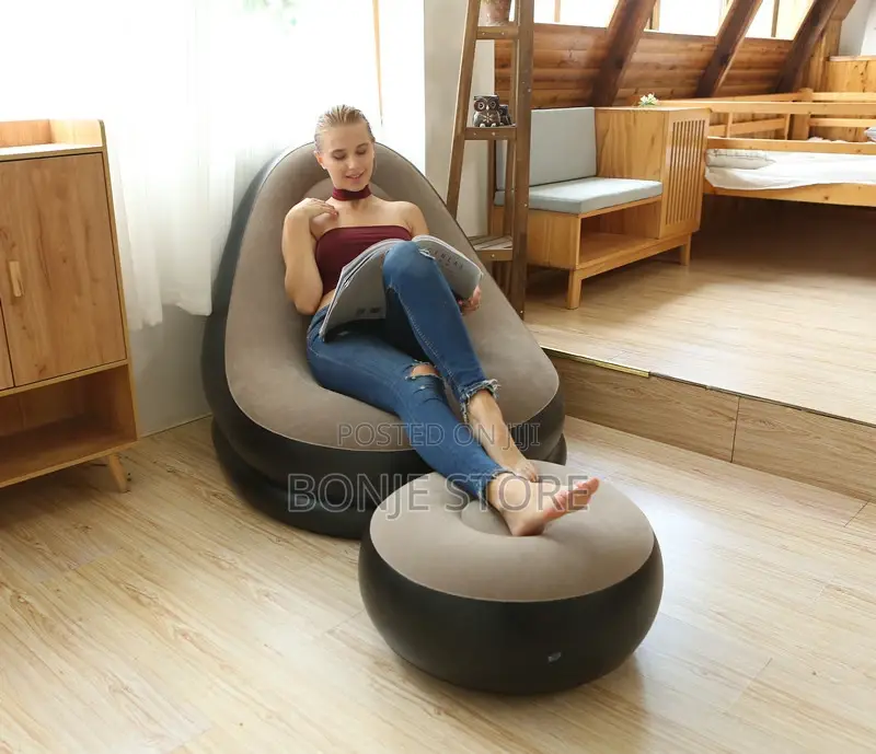 Inflatable Sofa With Foot Cushion With Electric Pump