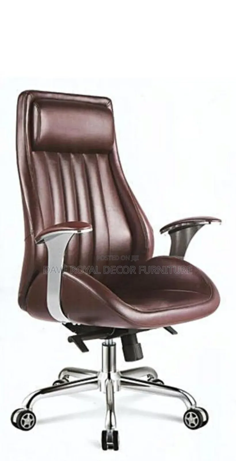 Brown Leather Swivel Office Chair.