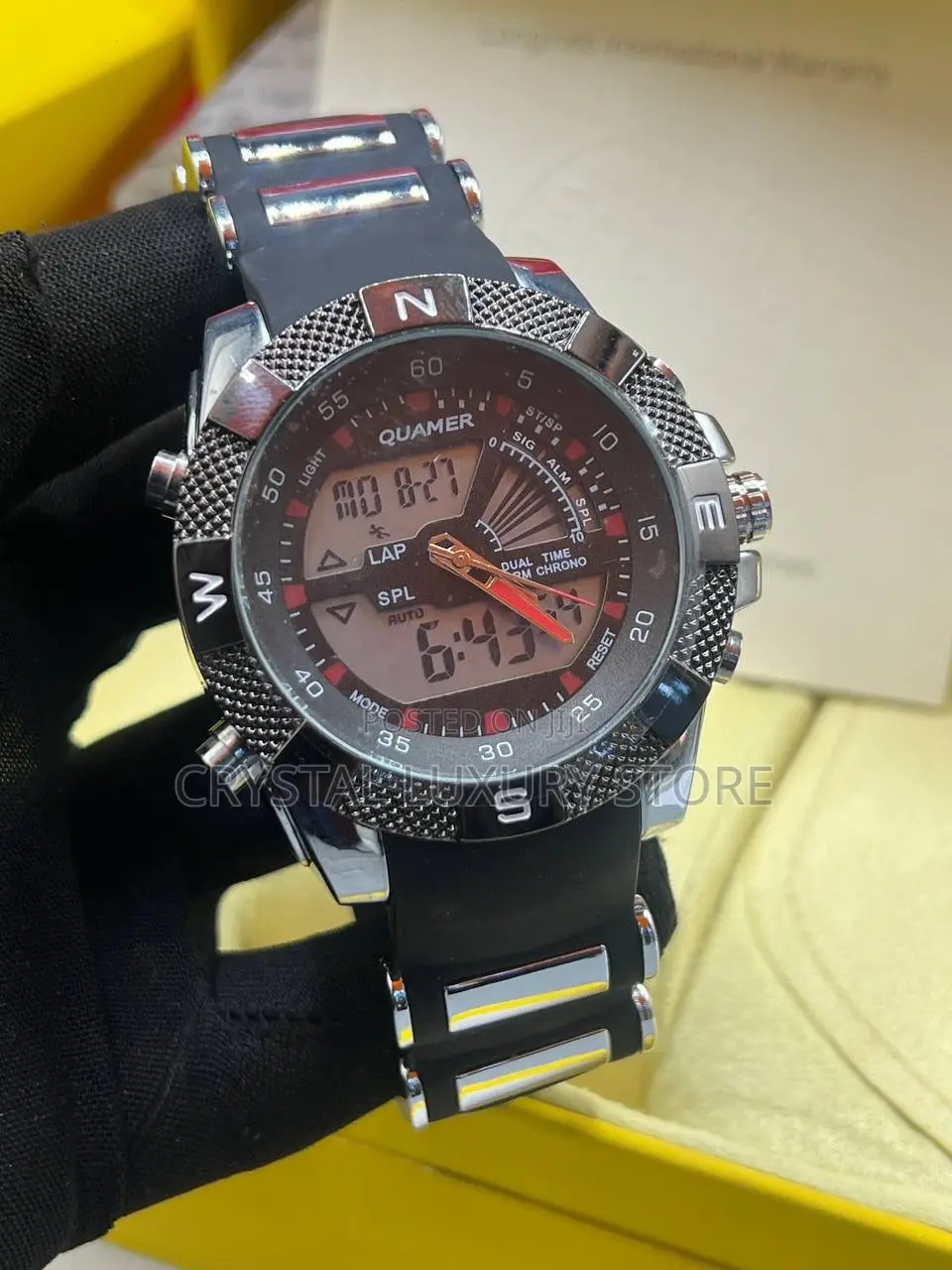 Quamer Digital Analogue Quality Luxury Men Wristwatch