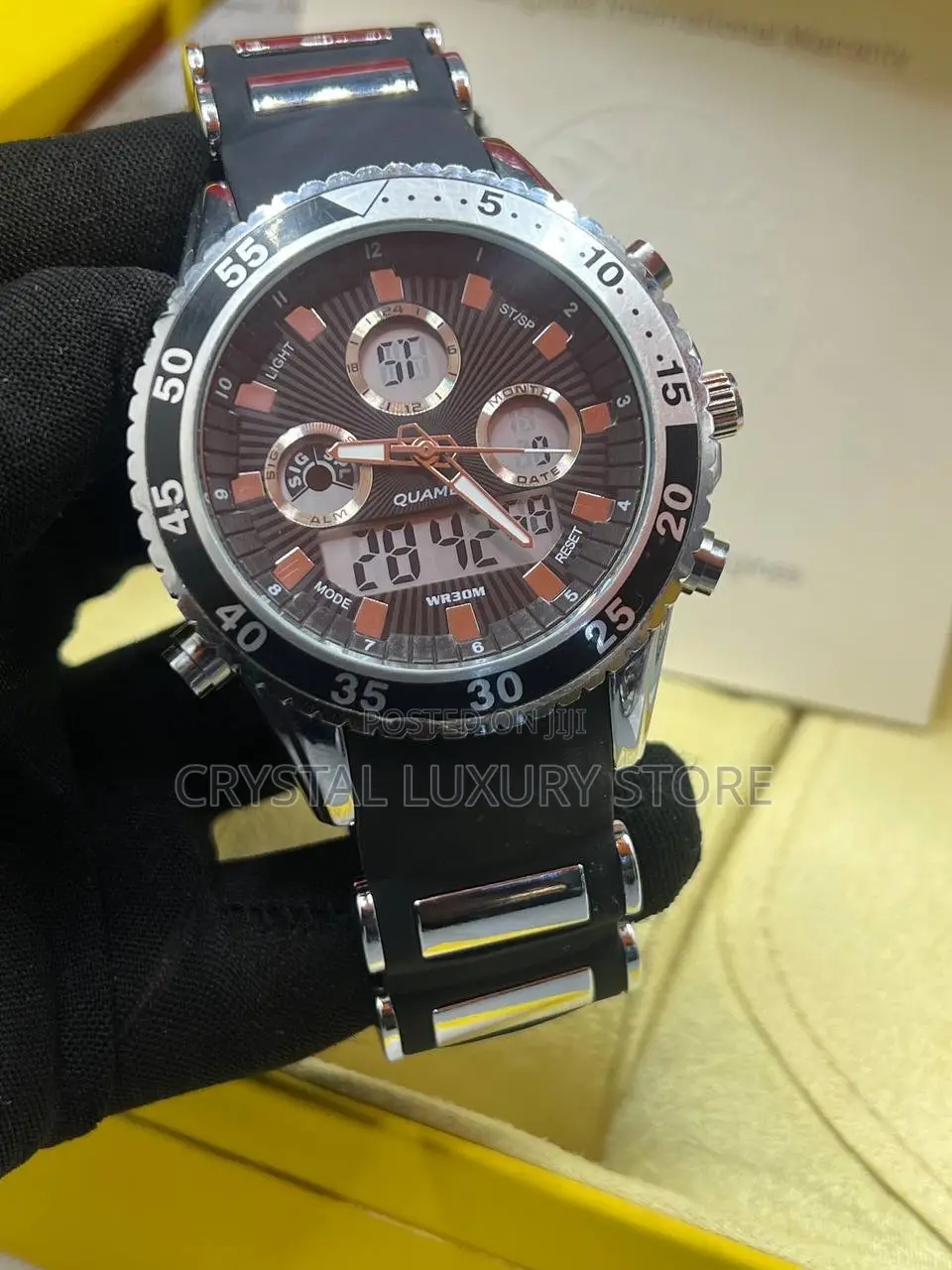 Quamer Digital Analogue Quality Luxury Men Wristwatch