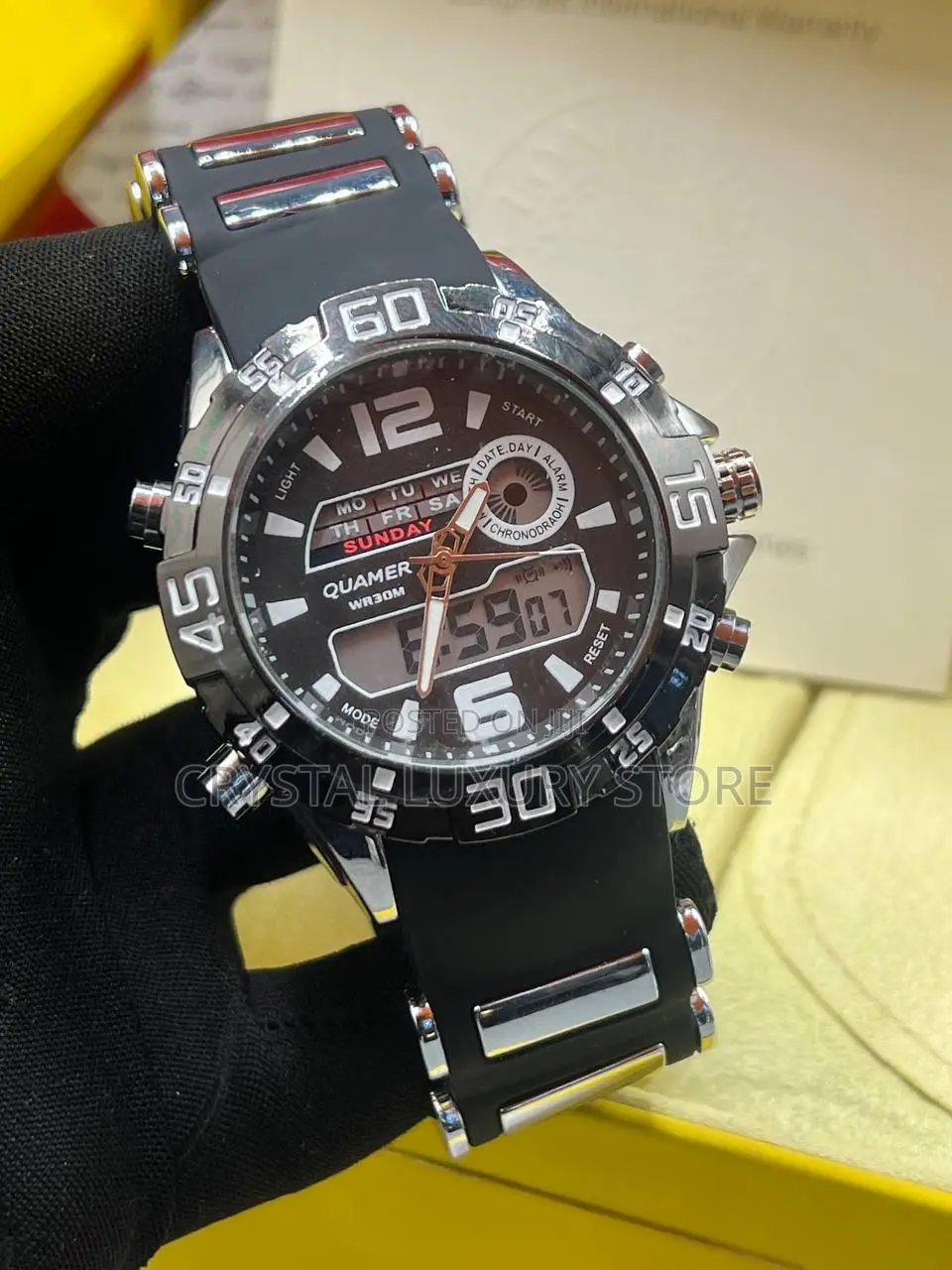 Quamer Digital Analogue Quality Luxury Men Wristwatch