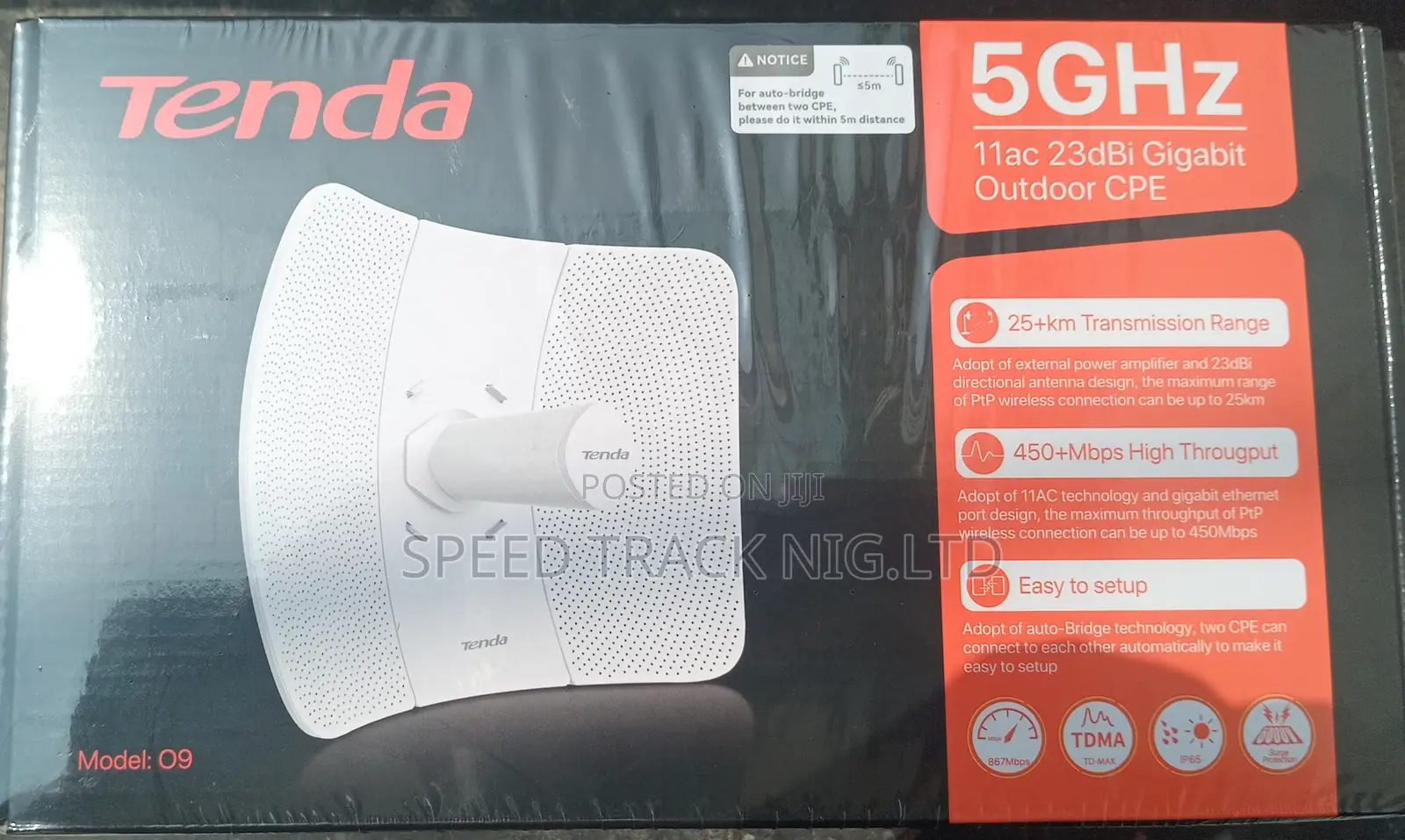 Tenda 5ghz 11ac 23dbi Gigabit Outdoor Cpe