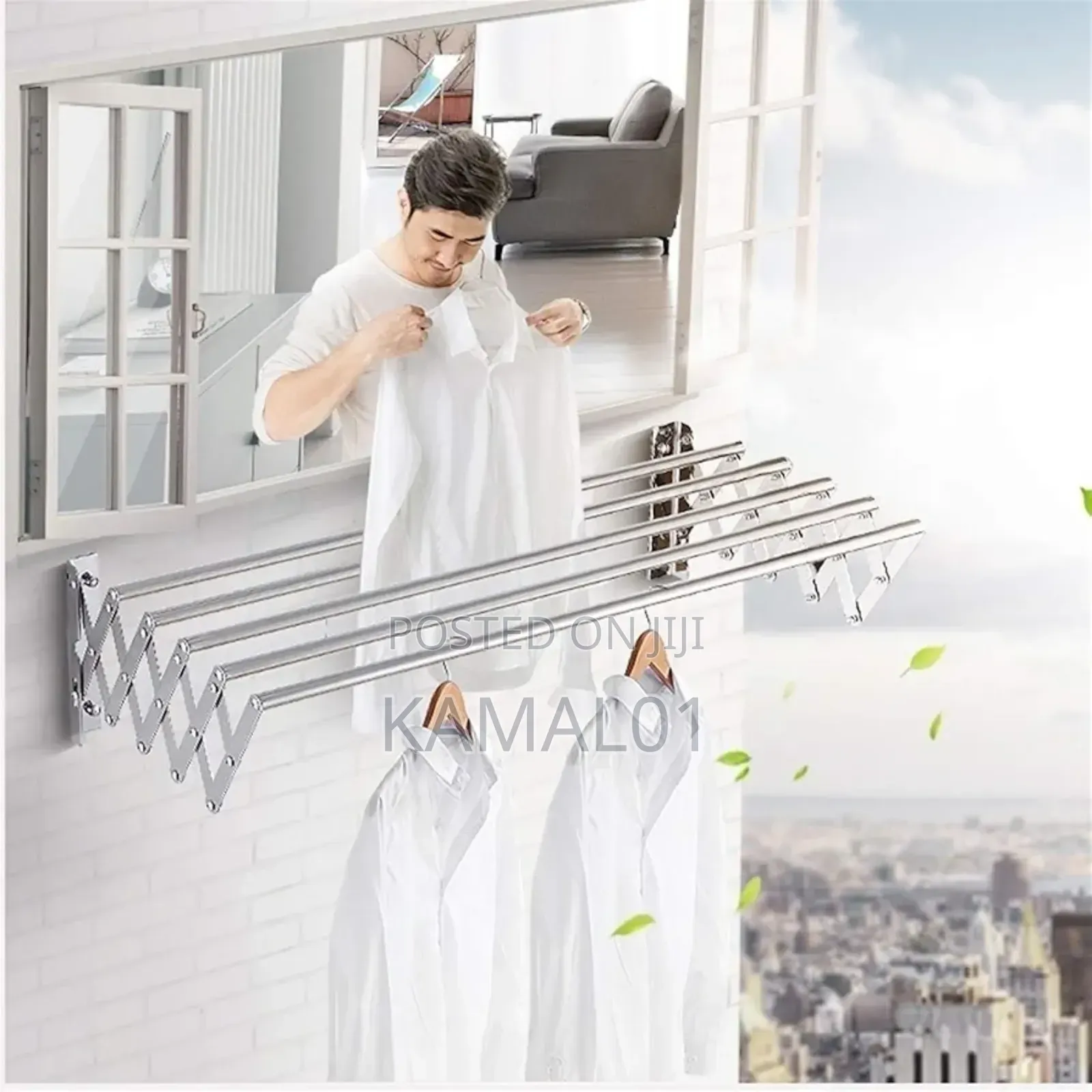 60cm Extendible Folding Wall Mounted Cloth Airer 5 Hanging
