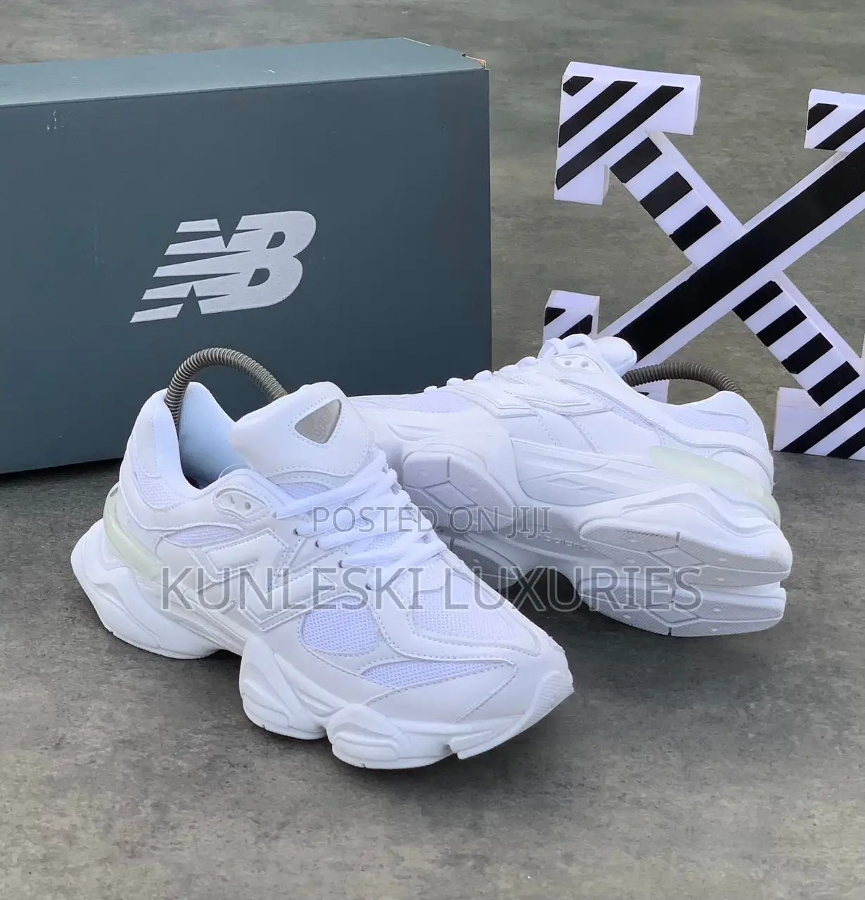 Original New Balance 9060 Triple White Sneakers