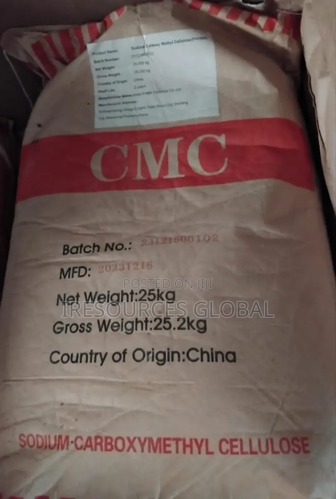 Sodium Carboxymethyl Cellulose CMC Powder 25kg Bag