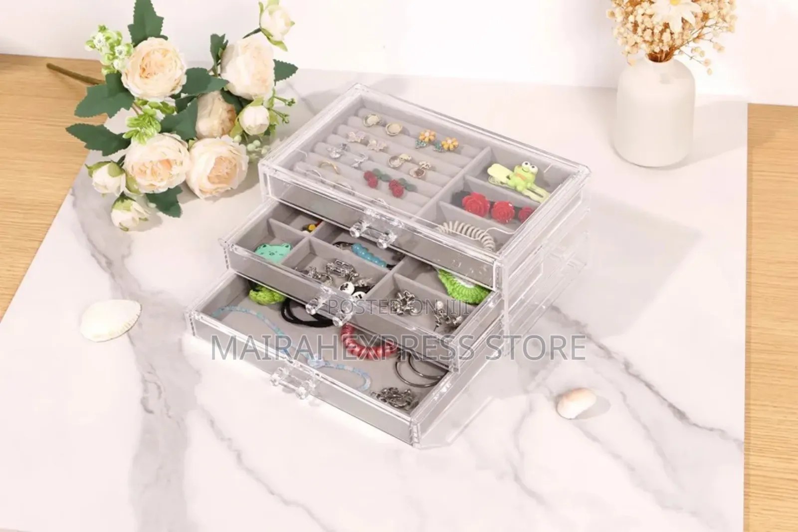 High Quality Posh 3-Drawers Acrylic Jewelry Organizer Kits