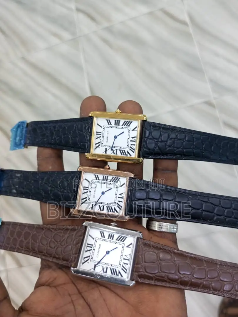 Original Cartier Tank Black and Brown Leather Watch in Store