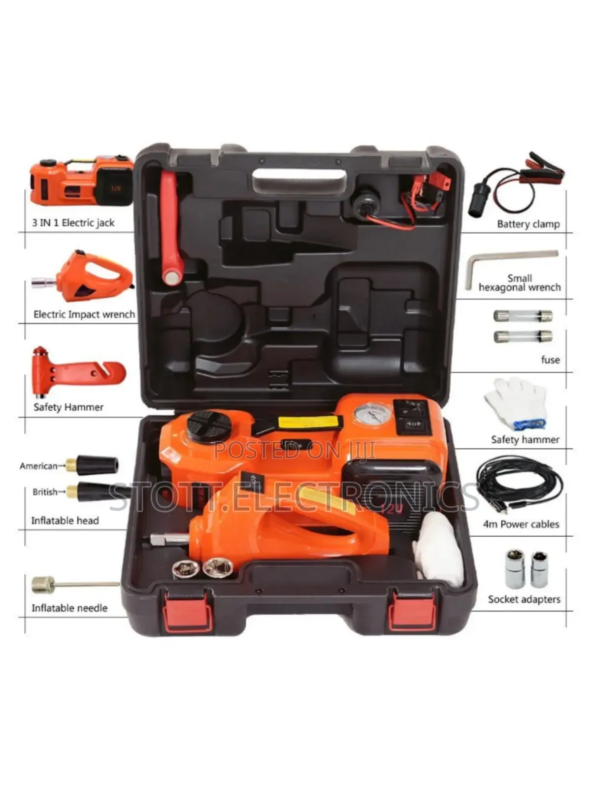 Electric Air Pump/Car Hydraulic Jack/Wrench (4 in 1) 5 Tones
