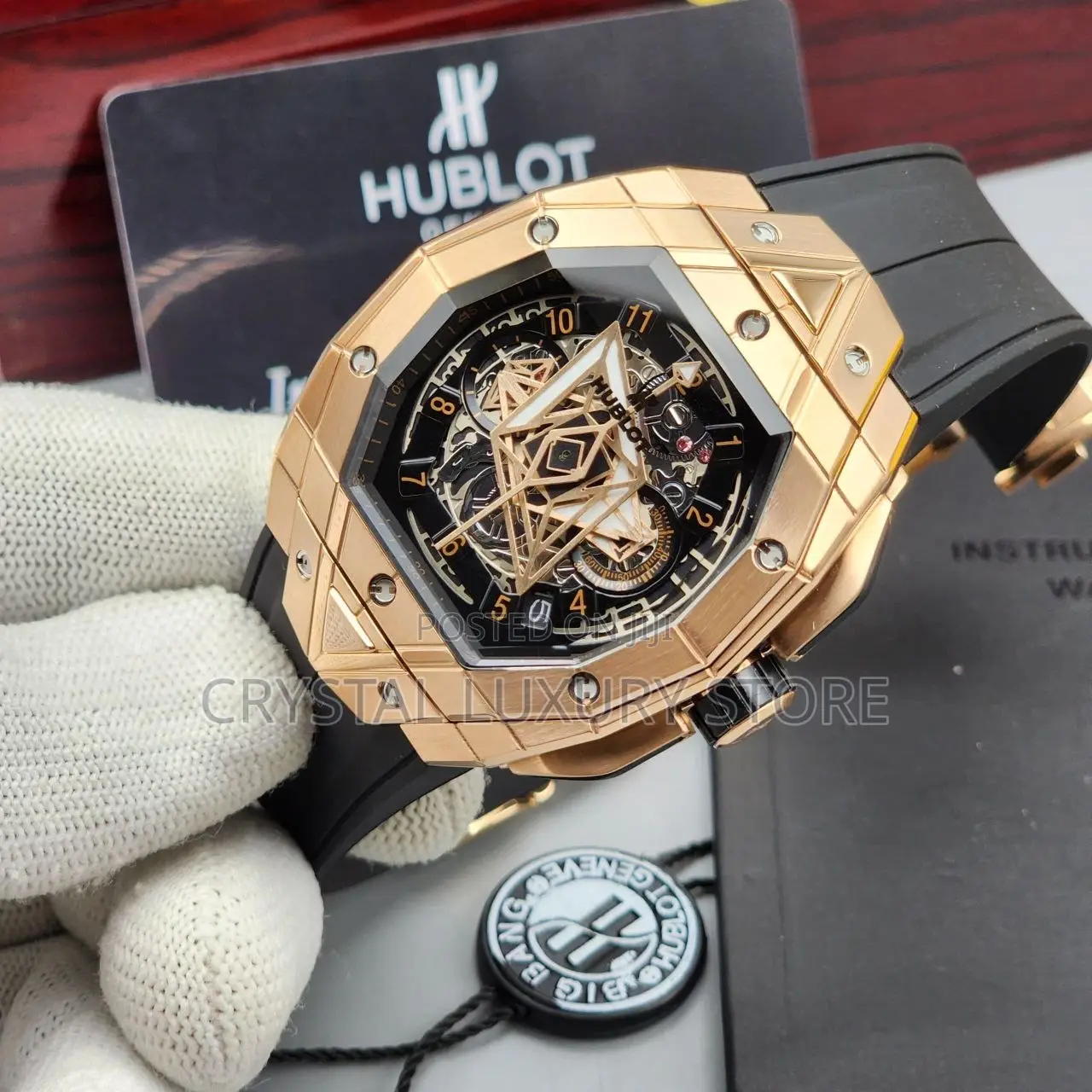 Hublot Quality Luxury Men Rubber Strap Wristwatch